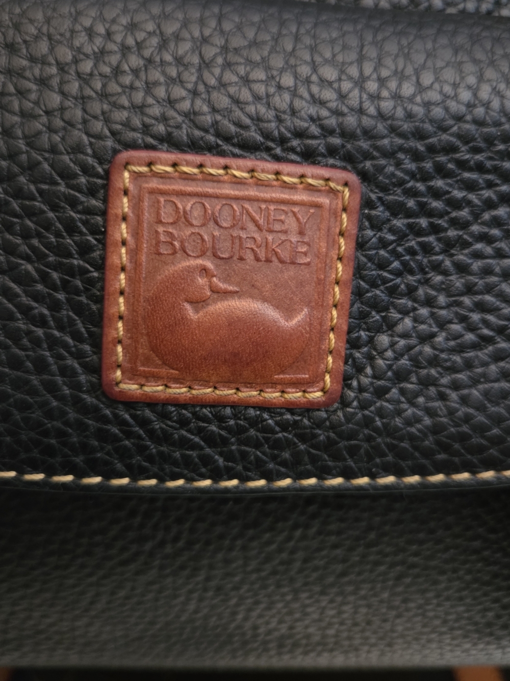 Dooney & Bourke Black Pebble Leather Satchel Crossbody British Tan Trim Tassels - Picture 10 of 17